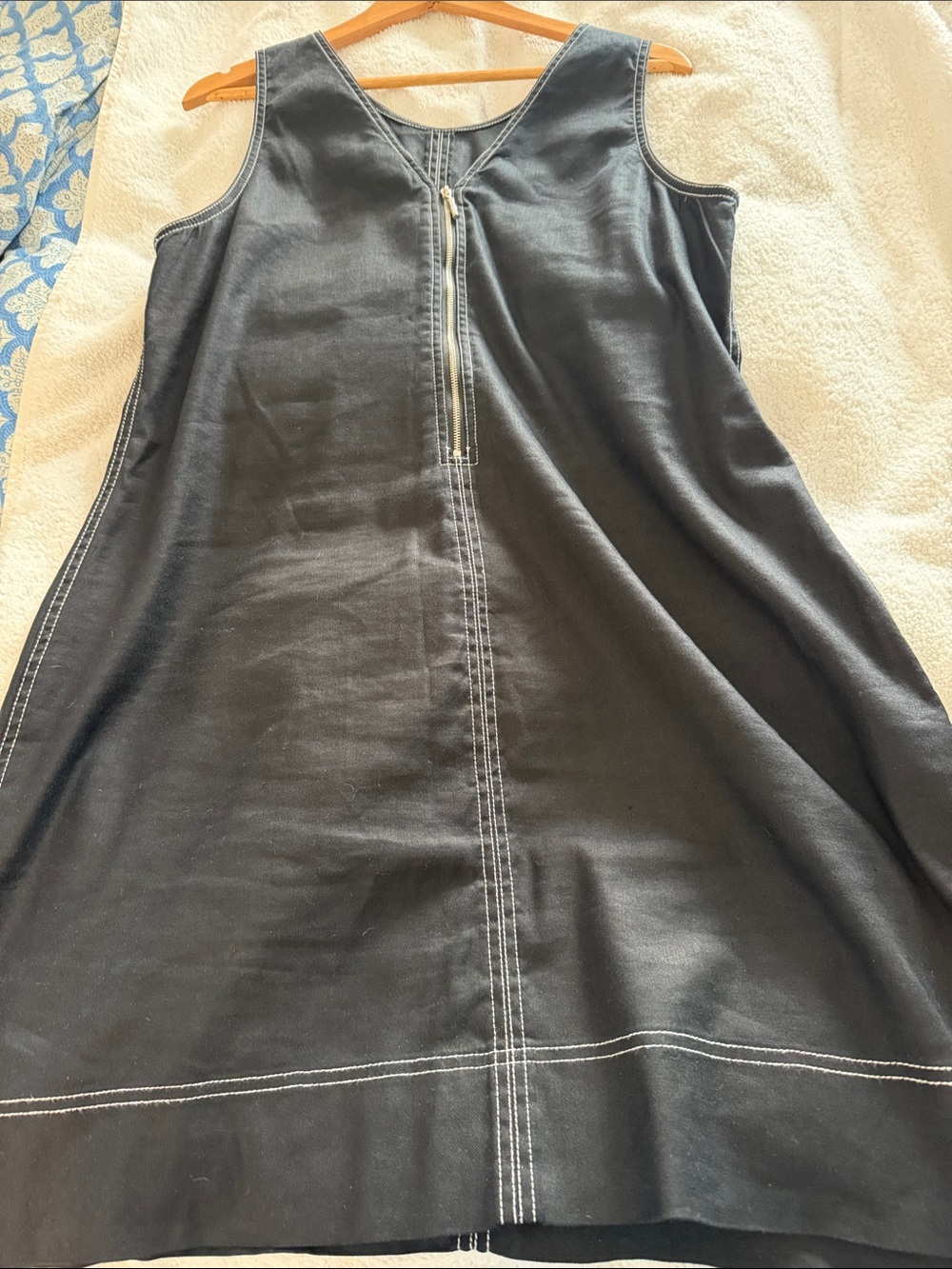 Tommy Bahama Black Sleeveless A-Line Dress with White Topstitching